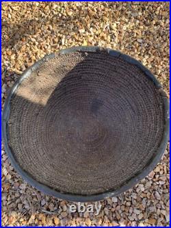 Native American Basket Hopi Antique Buckskin Leather Rim? Rivets Rare