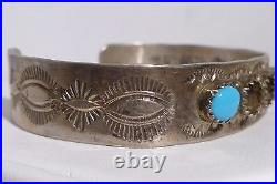 Native American Bracelet Cuff Turquoise Sterling Silver Traditional Navajo Rare