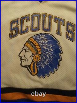 Native American Classic Vintage Rare Scouts Chief Hockey Jersey white Blue