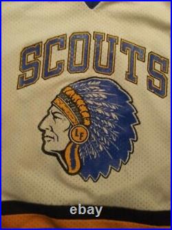 Native American Classic Vintage Rare Scouts Chief Hockey Jersey white Blue
