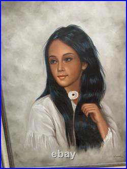 Native American Girl D. Merchant Art Painting Rare Beautiful Art Piece Exquisite
