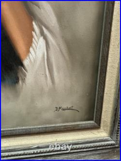 Native American Girl D. Merchant Art Painting Rare Beautiful Art Piece Exquisite