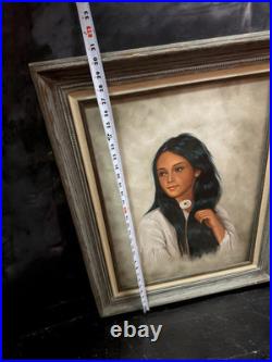 Native American Girl D. Merchant Art Painting Rare Beautiful Art Piece Exquisite