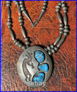 Native American HUGE! Rare Ceremonial Hopi Sterling Silver Necklace & Pendant