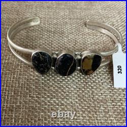 Native American Handmade Sterling 925 Black Jack Turquoise Cuff Bracelet 7 Rare