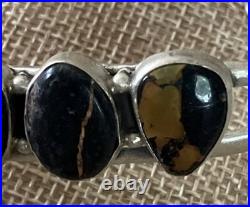 Native American Handmade Sterling 925 Black Jack Turquoise Cuff Bracelet 7 Rare