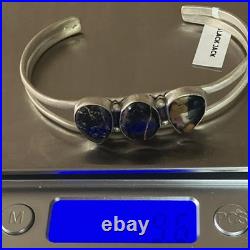 Native American Handmade Sterling 925 Black Jack Turquoise Cuff Bracelet 7 Rare