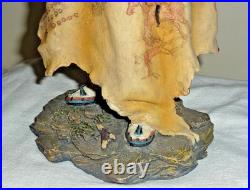 Native American Indian Warrior W Buffalo War Robe Resin Statue RARE