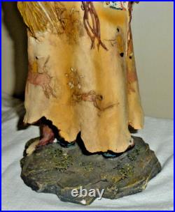 Native American Indian Warrior W Buffalo War Robe Resin Statue RARE