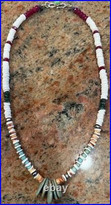 Native American Jacla Turquoise Necklace, Gemstone Mix, Rubies, Emeralds Native American Jacla Turquoise Necklace, Gemstone Mix, Rubies, Emeralds