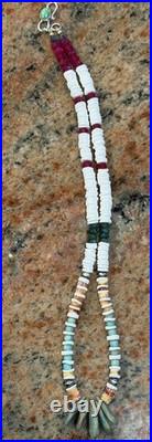 Native American Jacla Turquoise Necklace, Gemstone Mix, Rubies, Emeralds