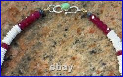 Native American Jacla Turquoise Necklace, Gemstone Mix, Rubies, Emeralds