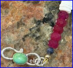 Native American Jacla Turquoise Necklace, Gemstone Mix, Rubies, Emeralds