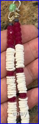 Native American Jacla Turquoise Necklace, Gemstone Mix, Rubies, Emeralds