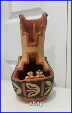 Native American Jemez Pueblo Storyteller Pottery Figurine Vase Rare