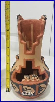 Native American Jemez Pueblo Storyteller Pottery Figurine Vase Rare
