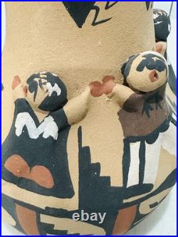 Native American Jemez Pueblo Storyteller Pottery Figurine Vase Rare