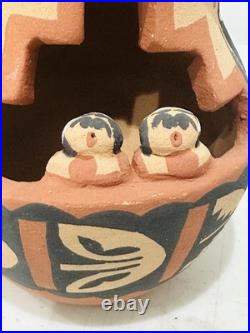 Native American Jemez Pueblo Storyteller Pottery Figurine Vase Rare