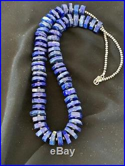 Native American Lapis Strand Sterling Silver Necklace Navajo Gift Rare 2842