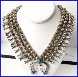 Native American NA Necklace RARE Squash Blossom 3-Strand. 925 4.93 troy oz 20