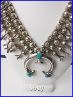 Native American NA Necklace RARE Squash Blossom 3-Strand. 925 4.93 troy oz 20