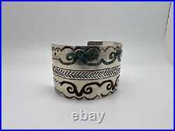 Native American Navajo Bracelet Old RARE Antique Garnet& Turquoise Cuff Bracelet