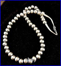 Native American Navajo Pearls 12 mm St Silver Bead Necklace 24 Rare Sale A424