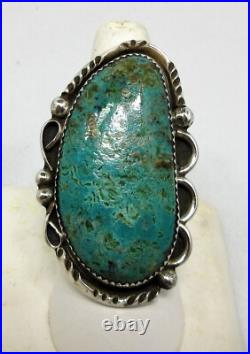 Native American Navajo Ring Size 10 Signed AC Rare Green Turquoise Vintage #83