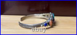 Native American Navajo Sterling Silver Turquoise Heart Cuff Bracelet Signed RARE
