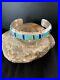 Native-American-Navajo-Sterling-Silver-Turquoise-Lapis-Inlay-Bracelet-4668-Rare-01-yy