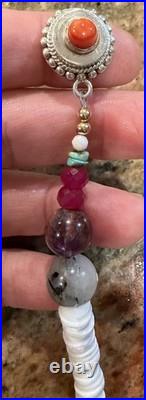Native American Ocean Shell Heishi Necklace, Royston Ribbon Turquoise, Gemstones