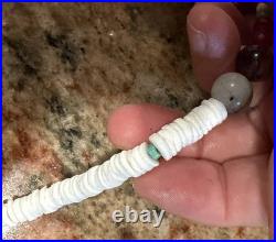 Native American Ocean Shell Heishi Necklace, Royston Ribbon Turquoise, Gemstones