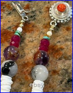 Native American Ocean Shell Heishi Necklace, Royston Ribbon Turquoise, Gemstones