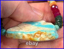 Native American Ocean Shell Heishi Necklace, Royston Ribbon Turquoise, Gemstones