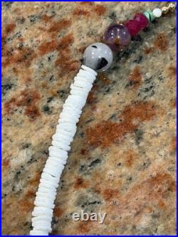 Native American Ocean Shell Heishi Necklace, Royston Ribbon Turquoise, Gemstones
