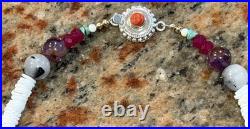 Native American Ocean Shell Heishi Necklace, Royston Ribbon Turquoise, Gemstones