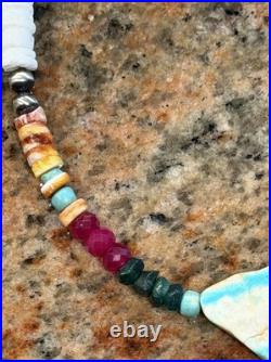Native American Ocean Shell Heishi Necklace, Royston Ribbon Turquoise, Gemstones