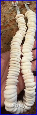 Native American Puka Shell Necklace, Rare 18-20mm, Heishi, Moonstone, SpinyOyster