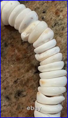 Native American Puka Shell Necklace, Rare 18-20mm, Heishi, Moonstone, SpinyOyster
