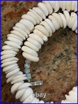 Native American Puka Shell Necklace, Rare 18-20mm, Heishi, Moonstone, SpinyOyster