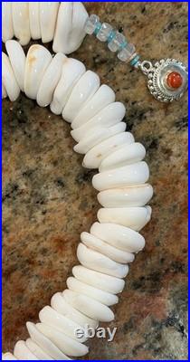 Native American Puka Shell Necklace, Rare 18-20mm, Heishi, Moonstone, SpinyOyster