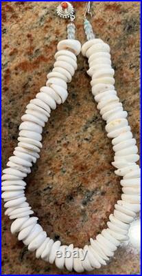 Native American Puka Shell Necklace, Rare 18-20mm, Heishi, Moonstone, SpinyOyster