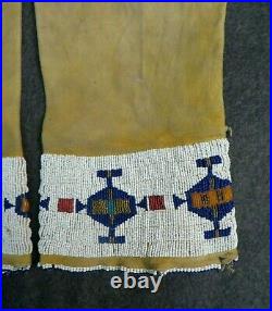 Native American Rare Antique Rawhide Beaded Childs Sioux Leggings