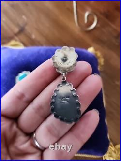 Native American Rare Designer Emma Lincoln Sterling Silver Turquoise 2 Earrings
