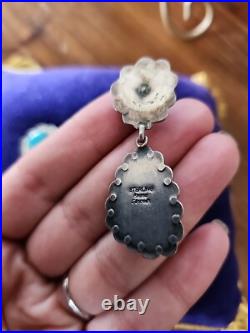 Native American Rare Designer Emma Lincoln Sterling Silver Turquoise 2 Earrings