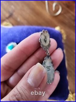 Native American Rare Designer Emma Lincoln Sterling Silver Turquoise 2 Earrings