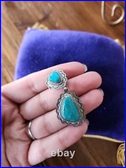 Native American Rare Designer Emma Lincoln Sterling Silver Turquoise 2 Earrings