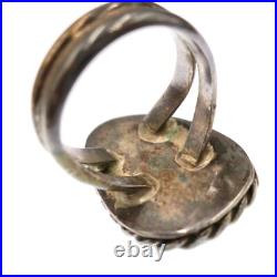 Native American Rare Sterling Silver Turquoise with Pyrite Ring Size 7.5