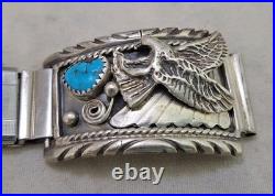 Native-American Rare Turquoise Sterling Silver 925 Watch Tips, 18mm eagle Design