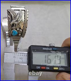Native-American Rare Turquoise Sterling Silver 925 Watch Tips, 18mm eagle Design